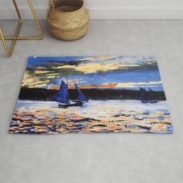 Winslow Homer's Gloucester Sunset nautical maritime landscape painting with sailboat - sailing Rug