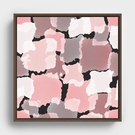 Abstract Pink Patchwork Decoupage Framed Canvas