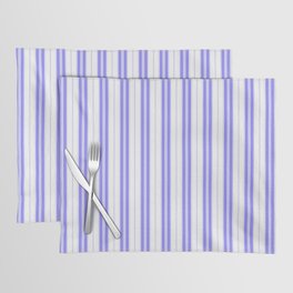 Royal Blue and White Vertical Vintage American Country Cabin Ticking Stripe Placemat