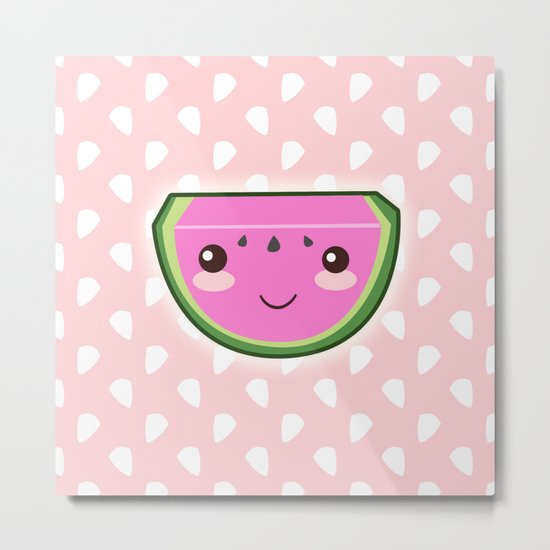 Kawaii Watermelon Metal Print