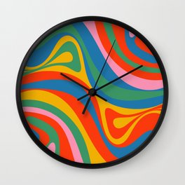 New Groove Retro Swirl Colorful Rainbow Abstract Pattern Wall Clock