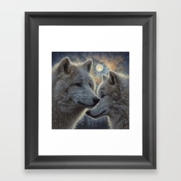 Moonlight Wolf Mates Framed Art Print