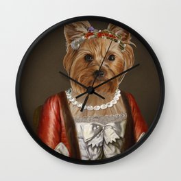 Royal pet portrait Yorkshire terrier dog costume painting  Wall Clock