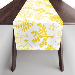 Yellow Coral Silhouette Pattern Table Runner