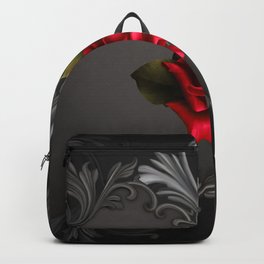Gothic Glamour Red Rose Black Ornamental Glam Backpack