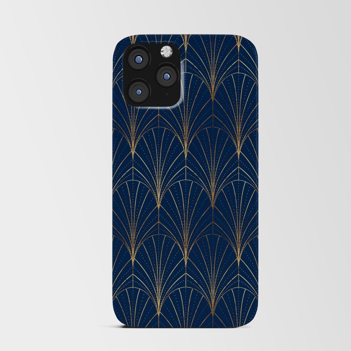 Art Deco Waterfalls // Navy Blue iPhone Card Case
