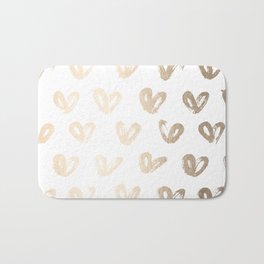 Luxe Gold Hearts on White Bath Mat