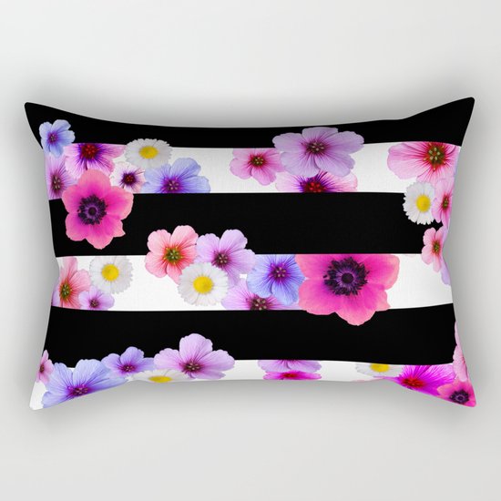 Flowers and Stripes 3 Rectangular Pillow