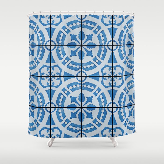 Azulejos 95 Shower Curtain By Lisbonlover Society6 Azulejos 95 Shower Curtain
