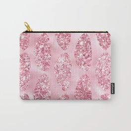 Pink Glitter Tropical Palm Leaves Pattern Carry-All Pouch
