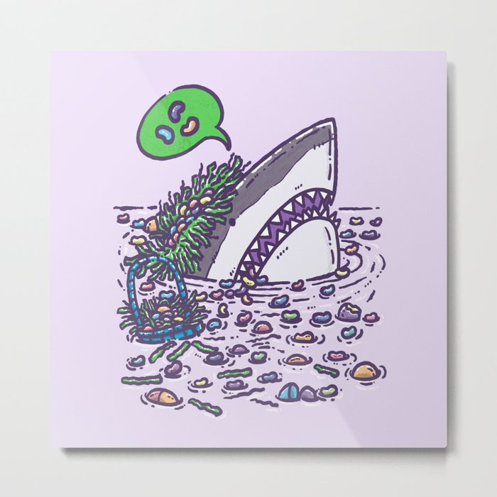 The Jelly Bean Easter Shark Metal Print