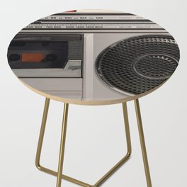 Retro outdated portable stereo radio cassette recorder from 80s. Vintage     Side Table
