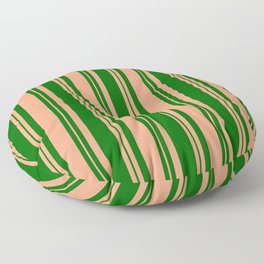 [ Thumbnail: Dark Green and Light Salmon Colored Lines Pattern Floor Pillow ]