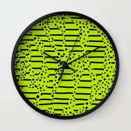Spots and Stripes 2 - Lime Green Wall Clock