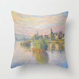 Claude Monet, Banks of the Seine at Lavacourt Throw Pillow