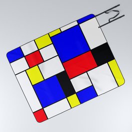 Red Blue Yellow Geometric Squares Picnic Blanket