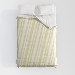 [ Thumbnail: Pale Goldenrod and White Colored Lines Pattern Comforter ]