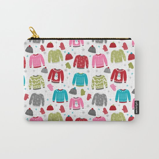 Sweaters festive outfit skiing winter sports cross country ski ugly sweater party Carry-All Pouch