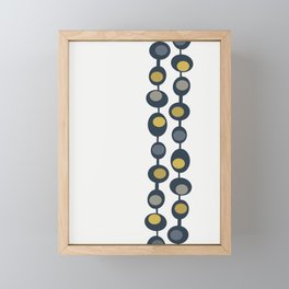 Retro Mid Century Baubles in Navy Blue, Grey and Mustard Yellow Framed Mini Art Print