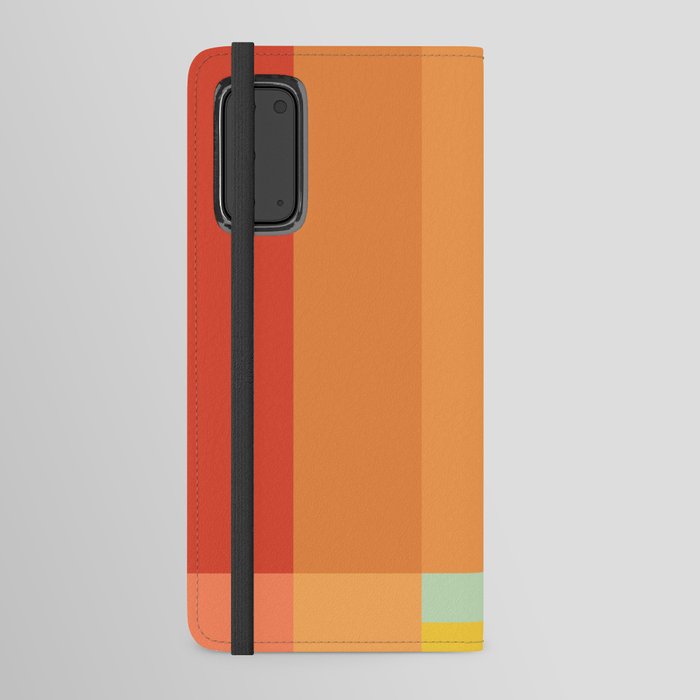 Geometric Modern Rectangle Square Design in Orange and Blue Android Wallet Case
