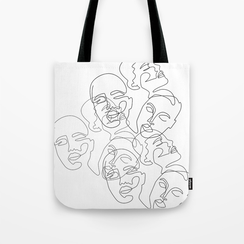 Lined Face Sketches Tote Bag By Explicitdesign Society6