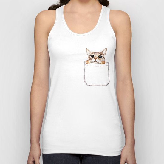 Pocket cat Unisex Tank Top