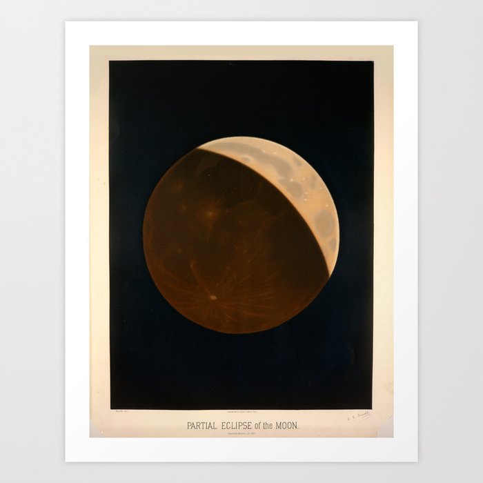 Partial eclipse of the Moon by Étienne Léopold Trouvelot (1874) Art Print