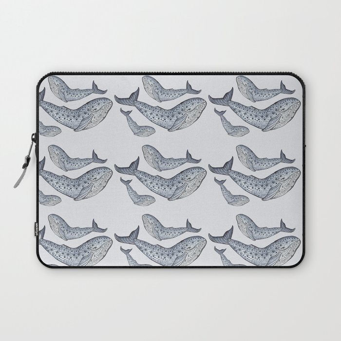 happy blue whale pattern Laptop Sleeve