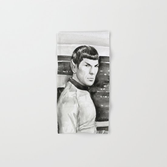 Spock Leonard Nimoy Portrait Sci-fi Geek Painting Hand & Bath Towel
