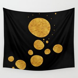 "Golden dots & black background" Wall Tapestry