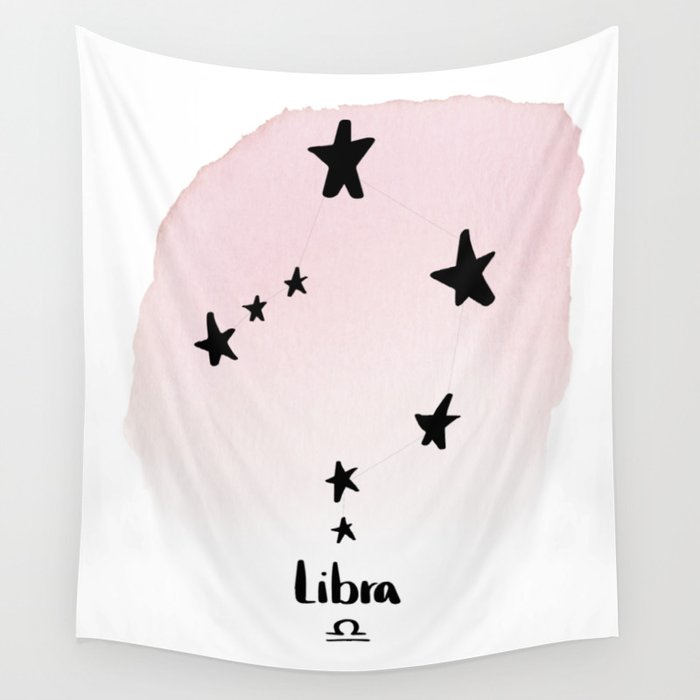 Libra Star Sign Constellation Astrology Horoscope Zodiac Pink Libra Star Sign Constellation Astrology Horoscope Zodiac Pink Watercolor Wall Tapestry