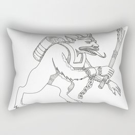 Krampus With Stick Doodle Art Rectangular Pillow