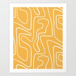 Yellow Abstract Lines Hand Drawn Art Print