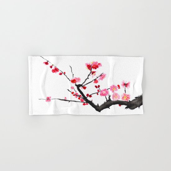 red plum flower Hand & Bath Towel