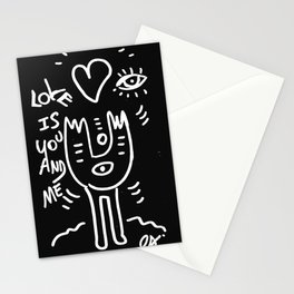 Love is You and Me Street Art Graffiti Black and White Stationery Cards