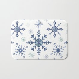 Snowflakes - Crisp White Bath Mat