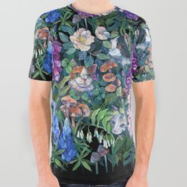 Cats Flower Garden All Over Graphic Tee
