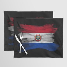 Paraguay flag brush stroke, national flag Placemat