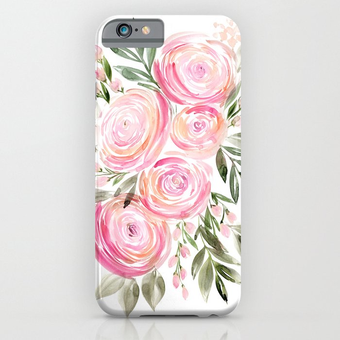 Watercolor ranunculus in pink iPhone Case