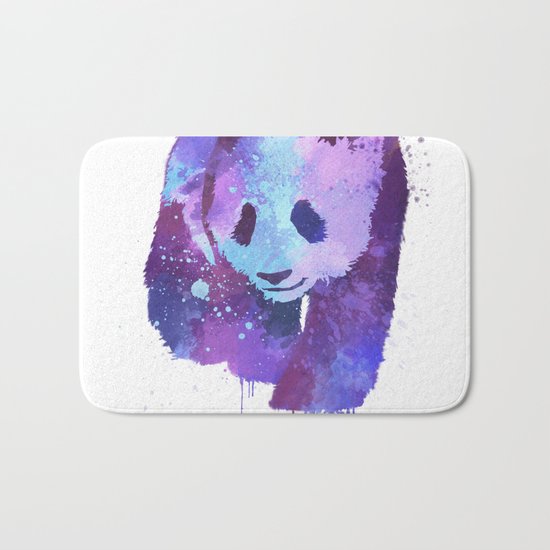 Watercolor Panda in Purple Bath Mat