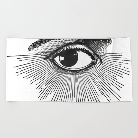 I See You. Black and White Beach Towel