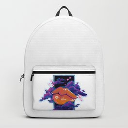 Neon Lip Gloss on white Backpack | Vaporwave, Nostalgic, White, Gouache, Painting, Neon, Blue, Yellow, Purple, Lipstick 