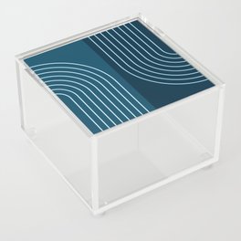 Abstract Geometric Rainbow Lines 5 in Midnight Blue Acrylic Box