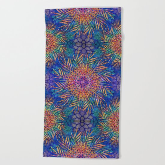 Palm Leaves Mandala Beach Towel