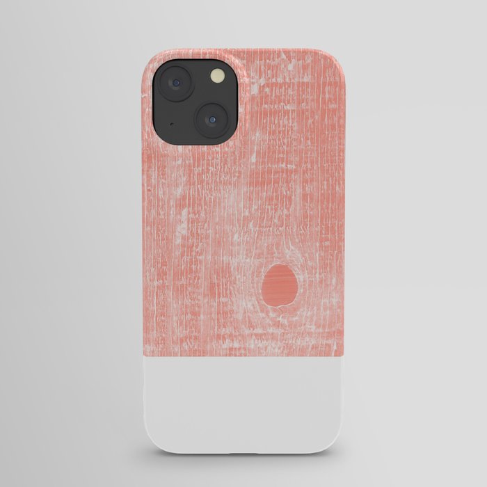 Coral white abstract wood grain pattern iPhone Case