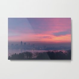 Cleveland Skyline #2 Metal Print | Pink, Reflection, Sunrise, Skyline, Photo, Cloud, Lakeerie, Cleveland, Edgewaterpark, Sky 