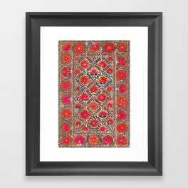 Kermina Suzani Uzbekistan Colorful Embroidery Print Framed Art Print