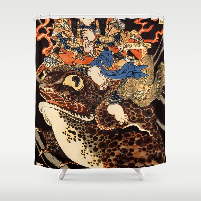 Utagawa Kuniyoshi Samurai Toad Shower Curtain