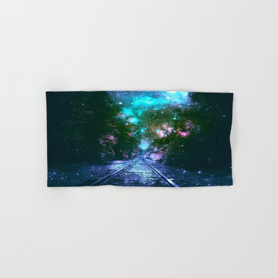 train tracks Next Stop Anywhere bright Hand & Bath Towel