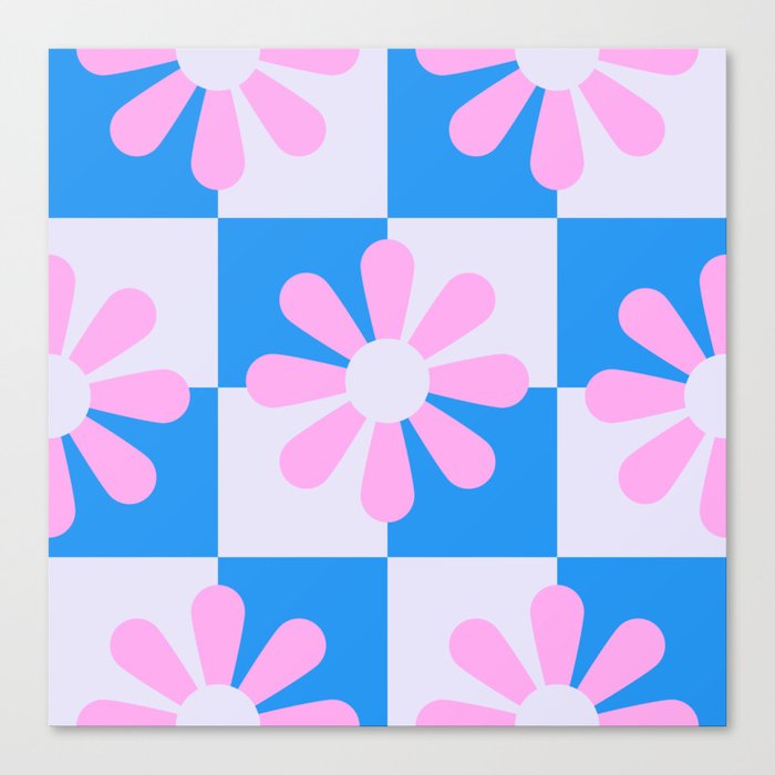 Checkerboard Flowers Canvas Print